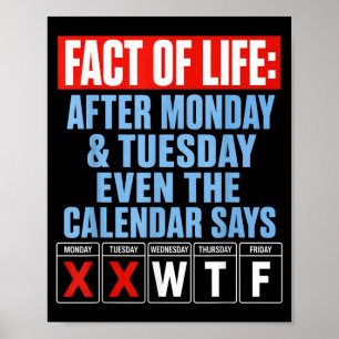 Retro Fakt des Lebens Montag Dienstag Arbeitswoche Poster