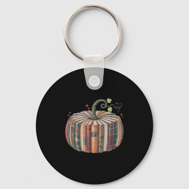 Retro Fall Book Pumpkin Fall Librarians Teachers S Schlüsselanhänger (Vorderseite)