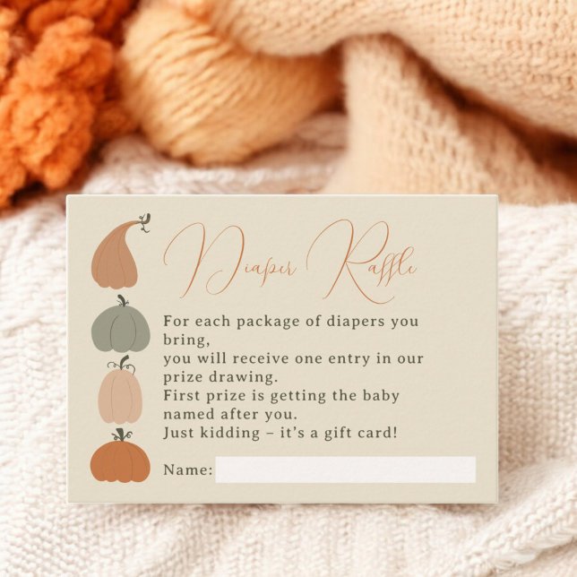 Retro Fall chic Pumpkin Baby Duschkabine Windelwan Begleitkarte (Retro Fall chic Pumpkin Baby Shower Diaper Raffle Enclosure Card)