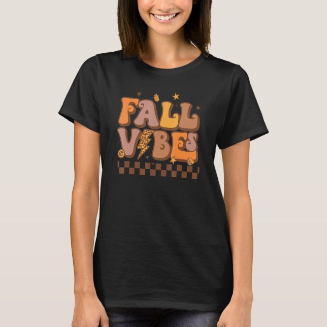 Retro Fall Vibes Leopard Blitzschlag Herbst als T-Shirt (Vorderseite)