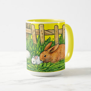 Retro-Familie von Hasenkaninchen Tasse