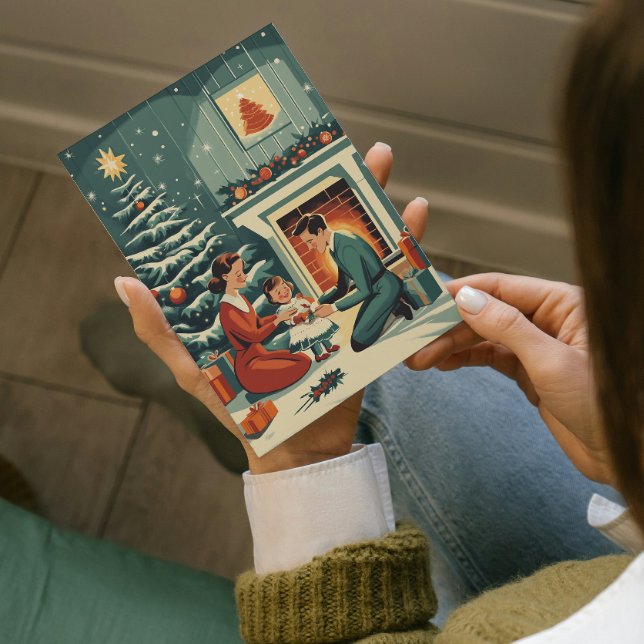 Retro Familie Weihnachten am Kamin (Von Creator hochgeladen)