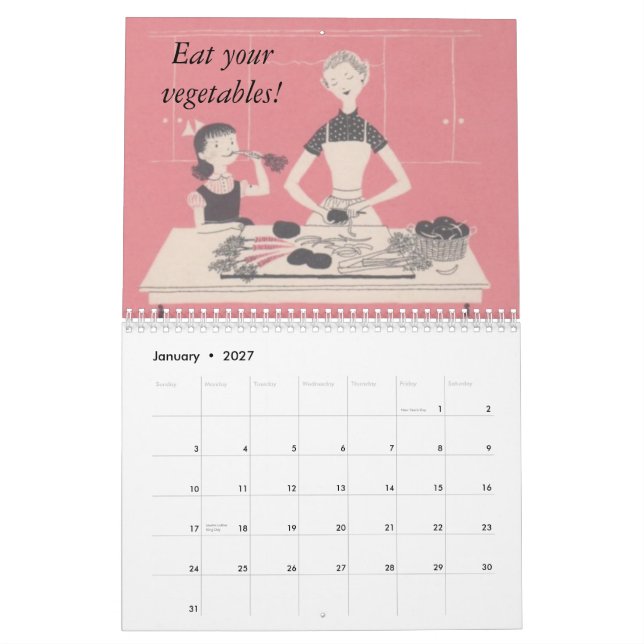 Retro Familien-Kalender Kalender (Jan 2027)