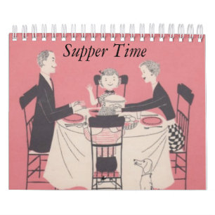 Retro-Familienkalender mit Bildunterschriften Kalender