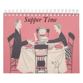 Retro-Familienkalender mit Bildunterschriften Kalender