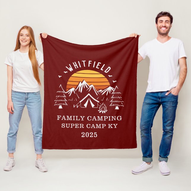 Retro Familienurlaub Matching Camping Fleecedecke (Beispiel)