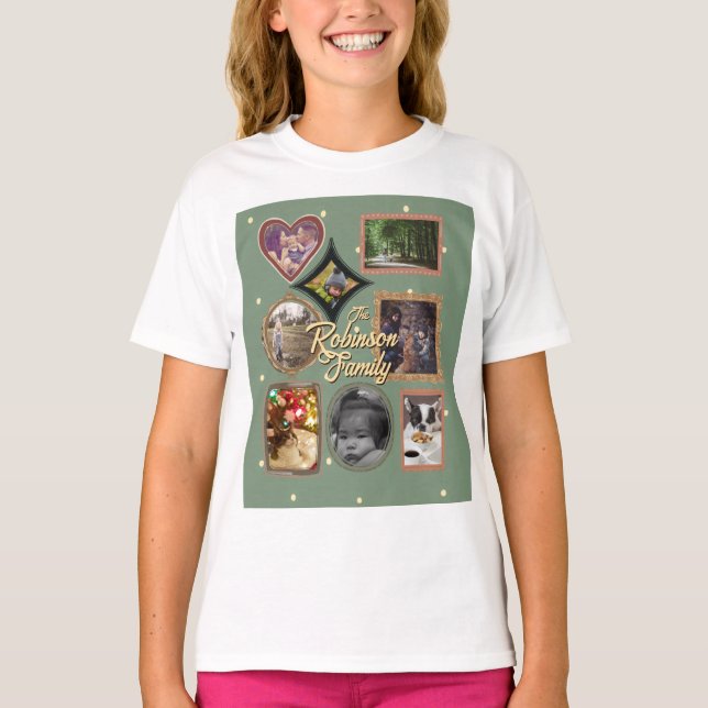 Retro Family 8 Photo Collage CUSTOM T-Shirt (Vorderseite)