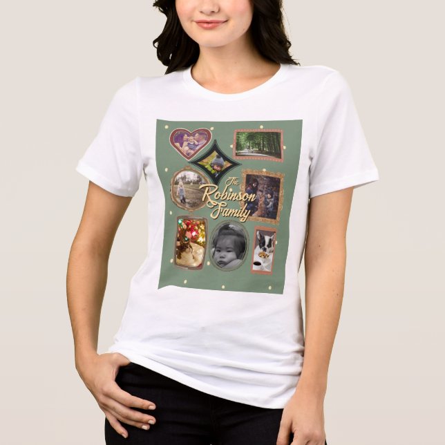 Retro Family 8 Photo Collage CUSTOM Tri-Blend Shirt (Vorderseite)