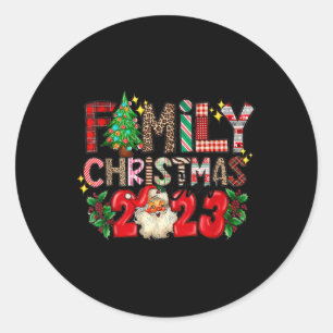 Retro Family Christmas Crew 2023 Matching Family Runder Aufkleber