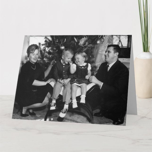 RETRO FAMILY FUNNY CHRISTMAS NIEDLICH CARD KARTE (Vorderseite)