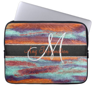 Retro-Farb-Holzmaserung-Textur-Monogramm #2 Laptopschutzhülle