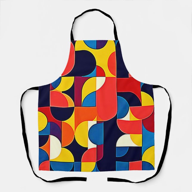 Retro-Farbblock-Geometrie-Kunst Schürze (Vorderseite)
