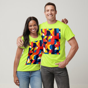 Retro-Farbblock-Geometrie-Kunst T-Shirt