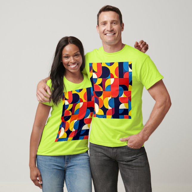 Retro-Farbblock-Geometrie-Kunst T-Shirt (Unisex)