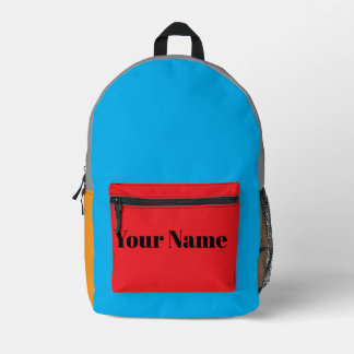 Retro-Farbblock mit individuellem Namen Bedruckter Rucksack