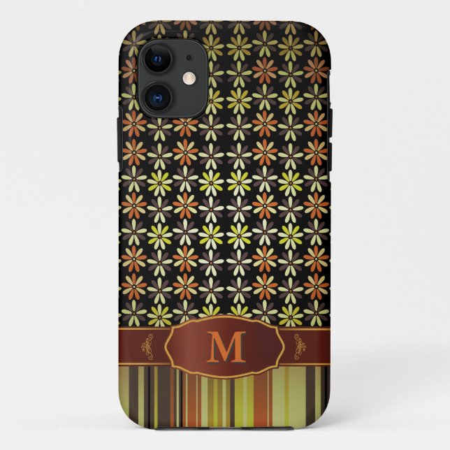 Retro FarbBlumen-Streifen-Monogramm iPhone 5 Case-Mate iPhone Hülle (Rückseite)