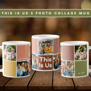 Retro-Farbbock 'This Is Us'-Zitat 5-Foto-Collage Kaffeetasse