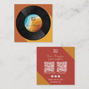 Retro-Farben DJing Moderne Musik DJ Vinyl-Musiker Quadratische Visitenkarte