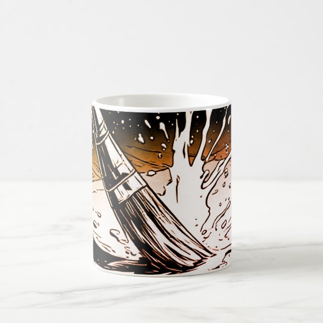 Retro-Farben Grafikstil Pinsel-Farbspritzer Kaffeetasse (Mittel)