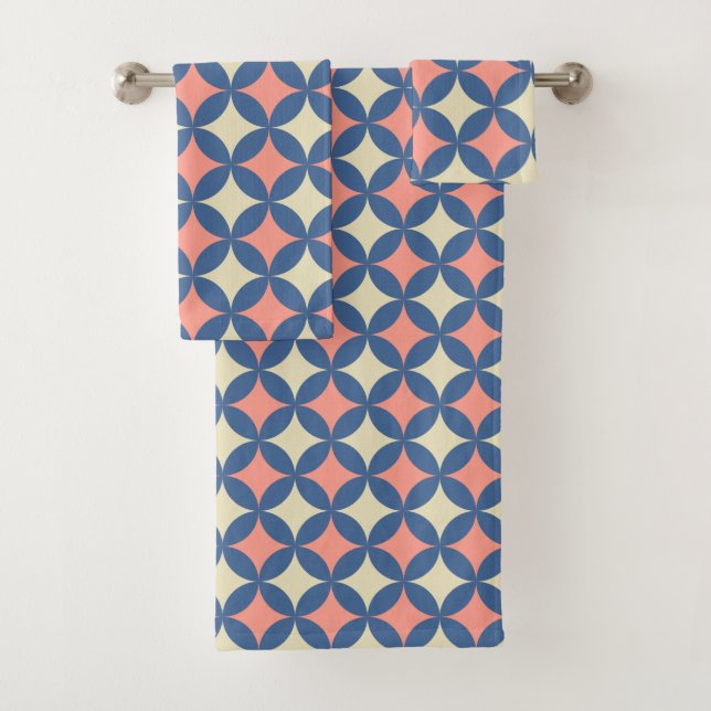 Retro Farben Mitte Jahrhundert Moderne Kreise Badhandtuch Set (Insitu)