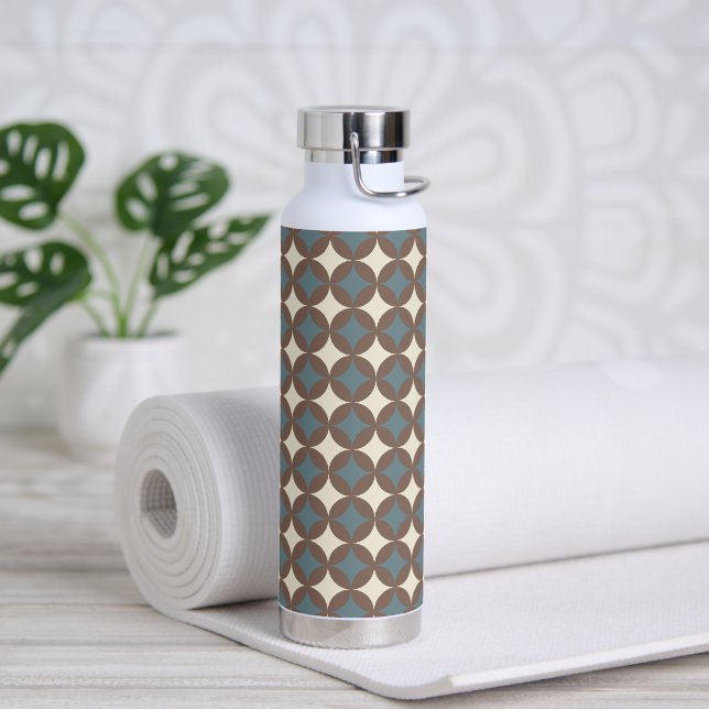Retro Farben Mitte Jahrhundert Moderne Kreise Trinkflasche (Yoga)