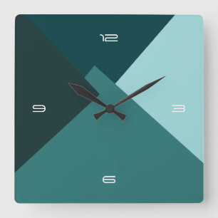 Retro-Farben Modernes geometrisches Muster #7 Quadratische Wanduhr