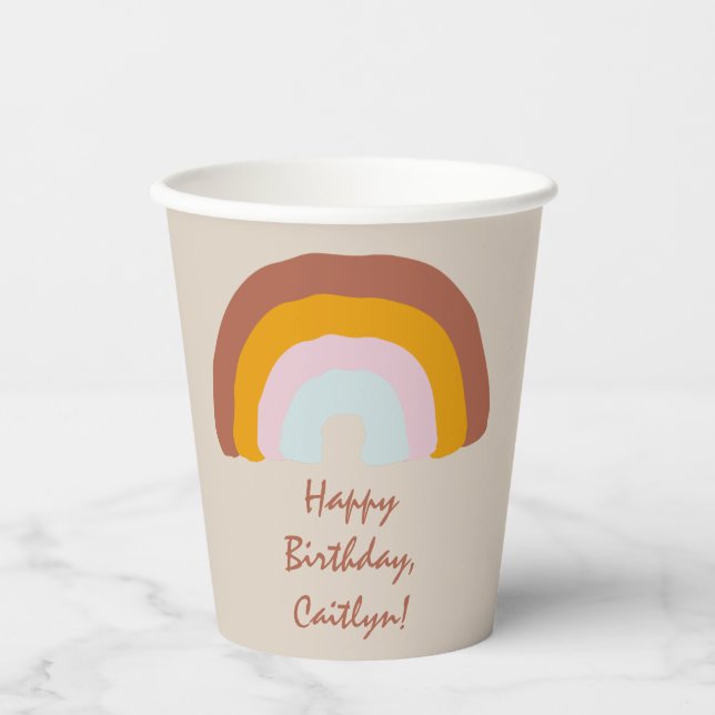 Retro-Farben Rainbow Doodle-benutzerdefinierte Mel Pappbecher (Vorderseite)