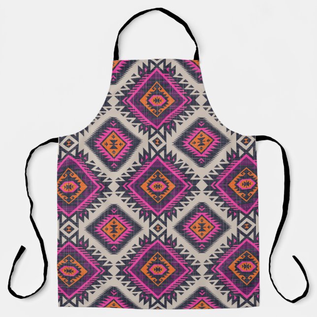Retro Farben, Stamm Navajo Design. Schürze (Vorderseite)