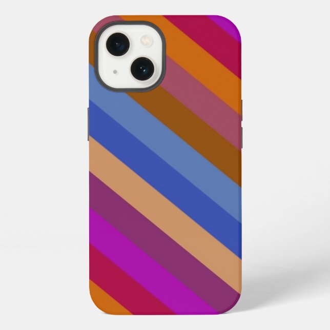 Retro-Farben Streifenmuster iPhone Hülle (Rückseite)