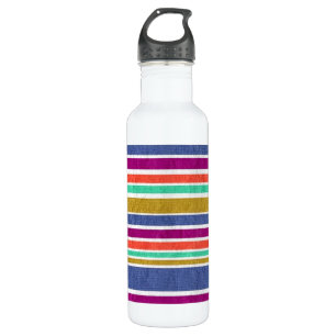 Retro-Farben Texturierte Streifen Edelstahlflasche