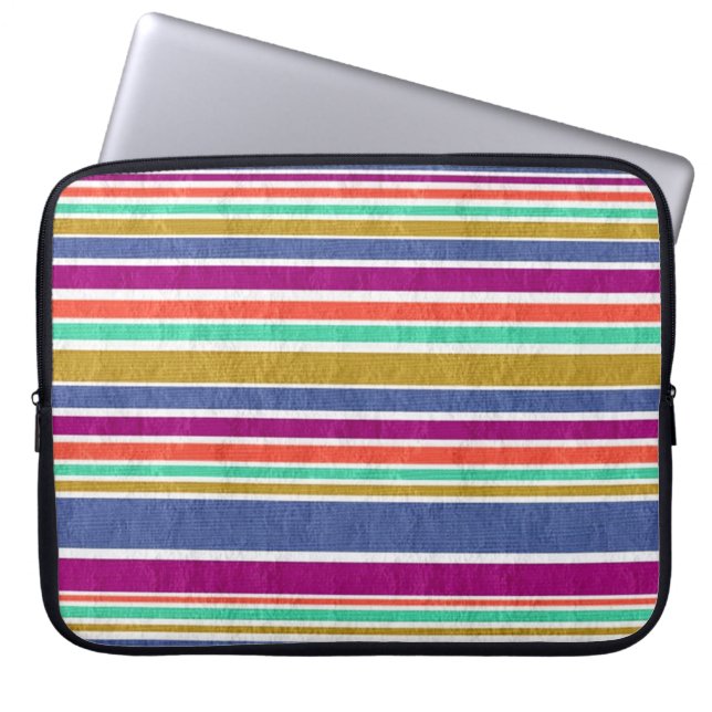 Retro-Farben Texturierte Streifen Laptopschutzhülle (Vorderseite)