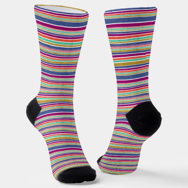Retro-Farben texturiertes Streifendesign Socken (Gewinkelt)