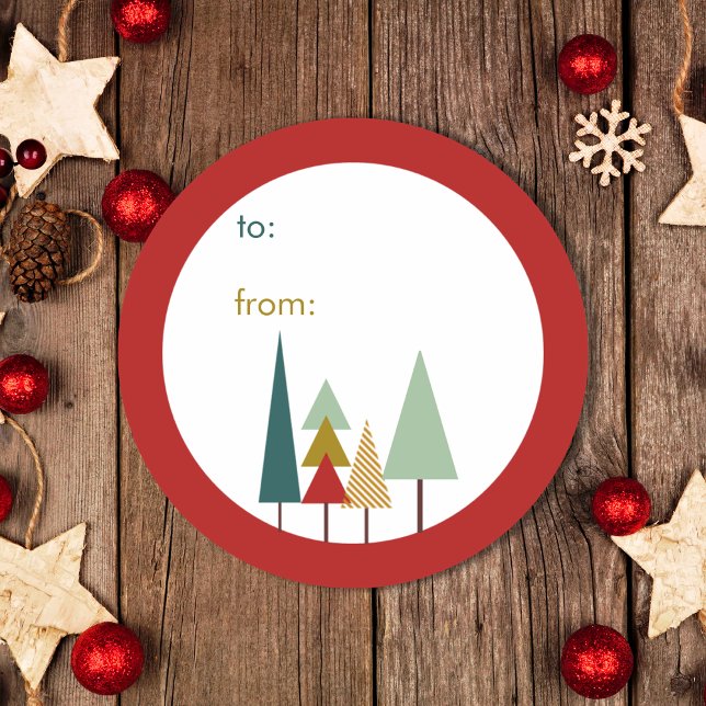 Retro farbenfroh Oh Weihnachtsbaum Runder Aufkleber (Von Creator hochgeladen)