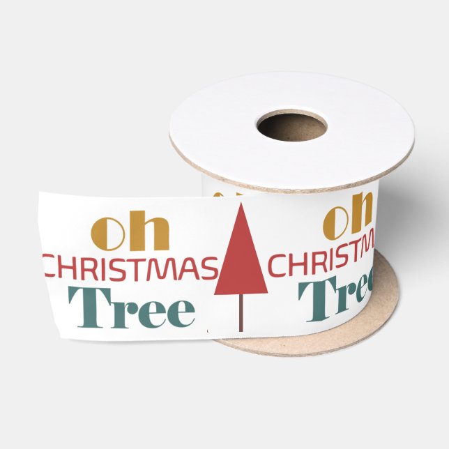 Retro farbenfroh Oh Weihnachtsbaum Satinband (Spule)