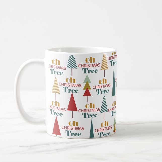 Retro farbenfroh Oh Weihnachtsbaum Urlaub Kaffeetasse (Links)