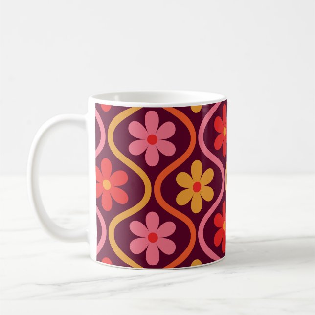 Retro Farbenfrohe Blume auf dem Oge des Mitteljahr Kaffeetasse (Links)