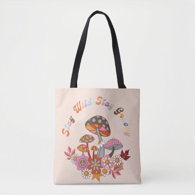 Retro farbenfrohe boho Blume Groovy Blumendesign Tasche (Vorderseite)