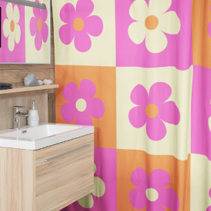 Retro farbenfrohe BOHO Blumenmuster Duschvorhang