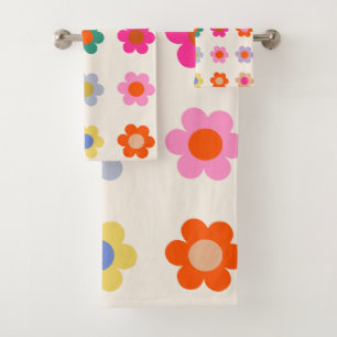 Retro farbenfrohe florale Preppy Abstrakte Blume Badhandtuch Set