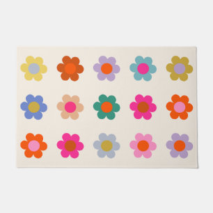 Retro farbenfrohe florale Preppy Abstrakte Blume Fußmatte