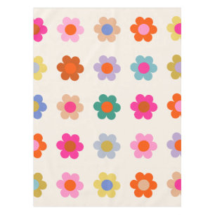 Retro farbenfrohe florale Preppy Abstrakte Blume Tischdecke