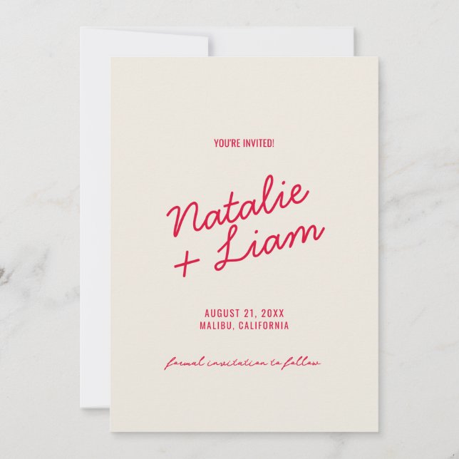 Retro farbenfrohe Funky Einzigartige Moderne Hochz Save The Date (Rückseite)