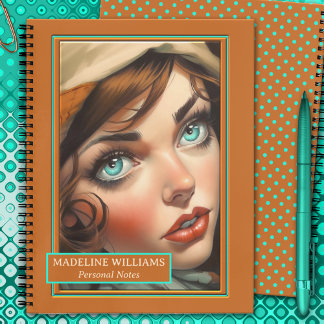 Retro farbenfrohe Girly Illustration Notizbuch