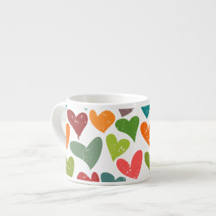 Retro farbenfrohe Groovy Valentine Herzmuster Espressotasse