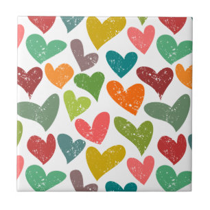 Retro farbenfrohe Groovy Valentine Herzmuster Fliese