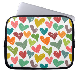 Retro farbenfrohe Groovy Valentine Herzmuster Laptopschutzhülle
