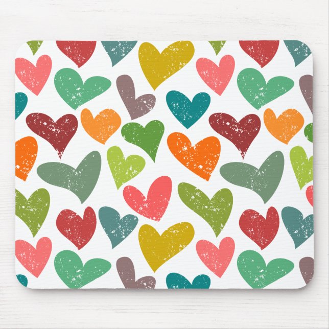 Retro farbenfrohe Groovy Valentine Herzmuster Mousepad (Vorne)