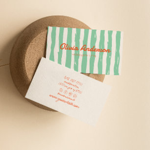 Retro farbenfrohe Hand Gezeichnet Stripped Niedlic Visitenkarte