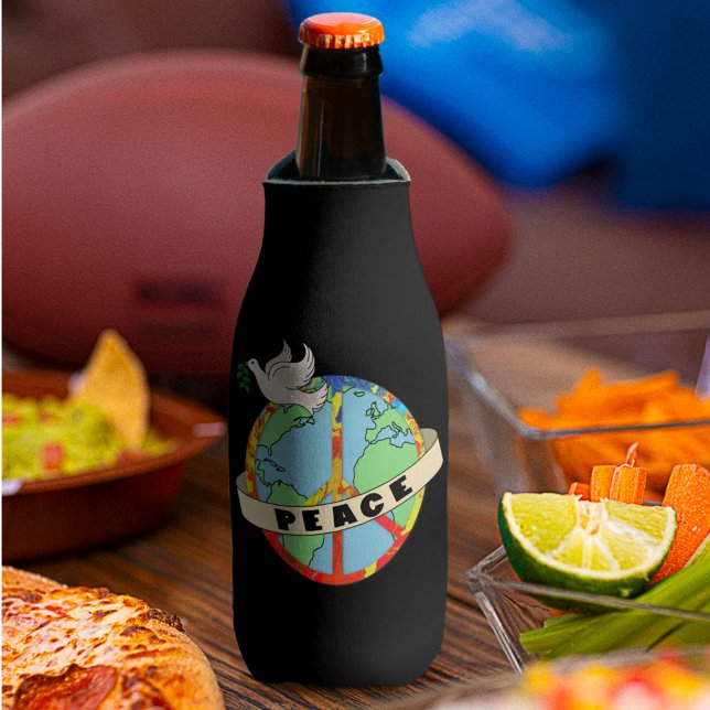 Retro farbenfrohe Hand gezogen Weltfrieden mit Tau Flaschenkühler (Von Creator hochgeladen)