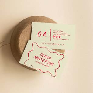 Retro farbenfrohe handgeschriebene Boho Unique Bor Visitenkarte